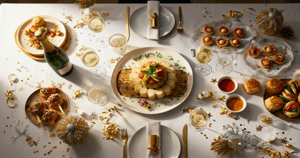 Elegant celebration table with plated food and canapés for BontleFela catering in Johannesburg